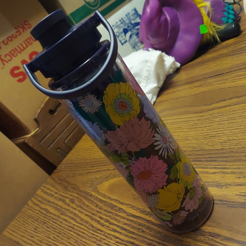 Vera Bradley Bloom Boom Insulated Sports Water Bottle, 18oz Double Wall